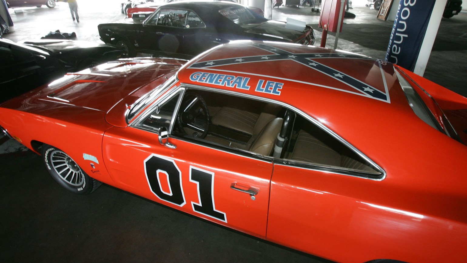 LOS ANGELES - MAY 13:  The "Dukes of Hazzard" General Lee car is displayed at the Barris Star Car Collection Auction at the Petersen Automotive Museum on May 13, 2005 in Los Angeles, California.  (Photo by Frazer Harrison/Getty Images)